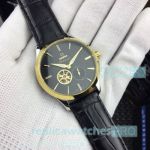 Copy Omega Globemaster 40mm Watch Black Dial Leather Strap